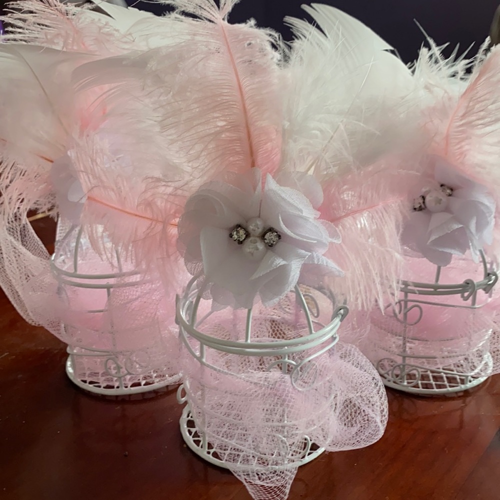 Hand made girls bird cage favors
